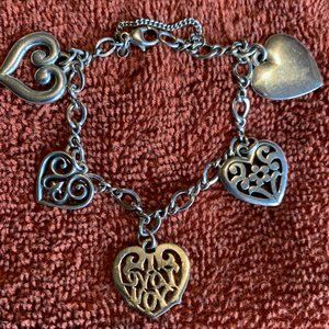 Retired James Avery Heart Charm Bracelet